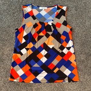 Jones Studio size L Geometric Block Print Tank